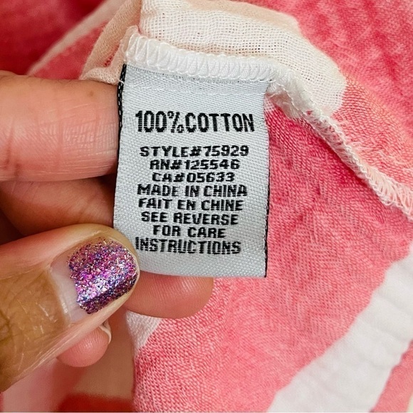 Habitat Quarter Sleeve Gauze Top XS Pink/White - Picture 4 of 11